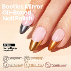 Beetles Mirror Nail Polish Set color swatches display six chrome tones for chic manicures.