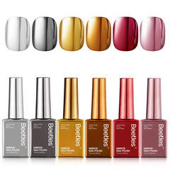 Beetles Mirror Nail Polish Set front bottle shows silver chrome shine for bold nails.
