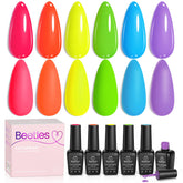 Beetles Neon Gel Vernis Rose Fluo, tenue longue et brillance durable.