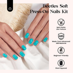 Beetles: ongles courts carrés, prêt-à-utiliser avec résultat naturel.