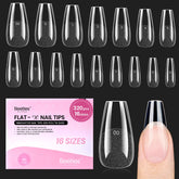 Beetles Flat-X Coffin Medium, 320 pièces, ajustement fiable pour ongles plats