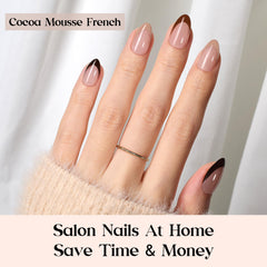 Beetles Gel Polish – gros plan sur le style cocoa mousse et French Tip