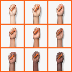 Finition brillante du Beetles Gel Polish Orange Néon sur les ongles.