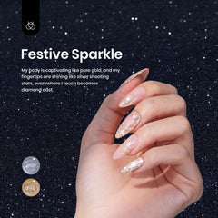 Beetles Paillettes argent-or, reflets lumineux pour accents élégants sur les ongles.