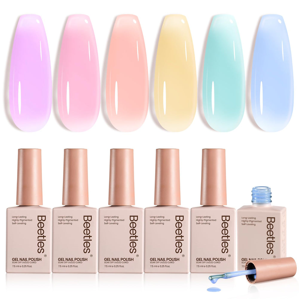 Beetles Pastel Gel Nail Polish Set packshot: palette rafraîchissante pour ongles élégants.