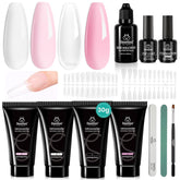 Beetles Poly Nail Extension Kit – couleurs rose et blanc pour des ongles élégants et durables.