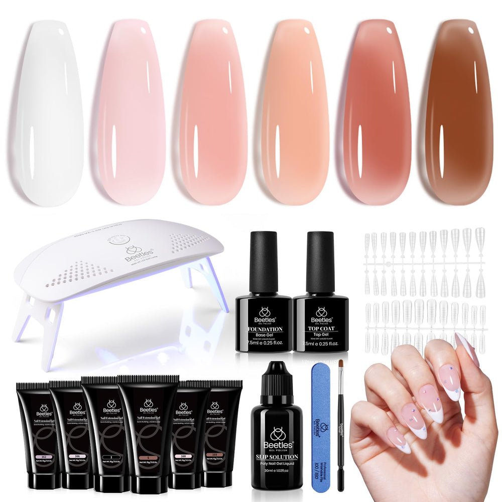 Beetles Poly Nail Gel Kit – 6 couleurs nude, extension durable