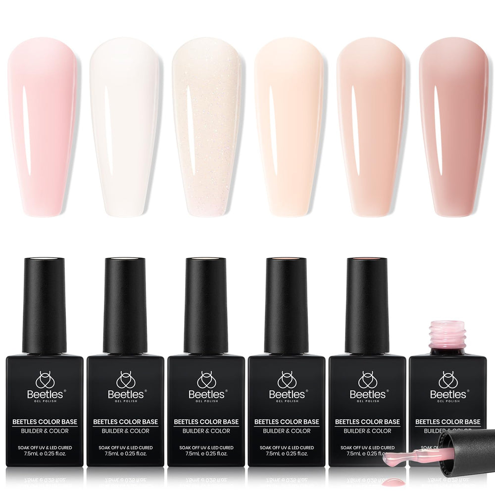 Beetles Rubber Base Gel: bouteille nude, protection durable des ongles.