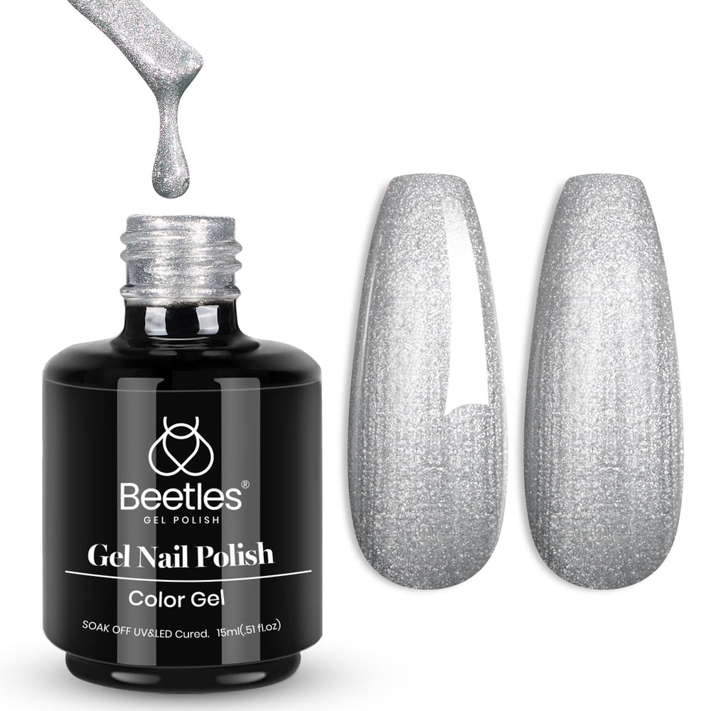 Beetles Silver Gel Polish, effet coquillage pour une brillance durable.