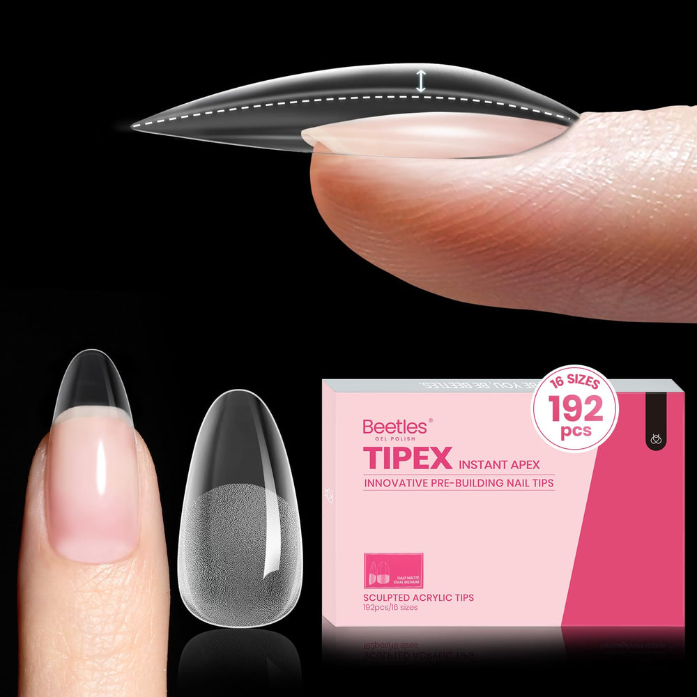 Beetles Tipex Apex Instant – embouts pré-modelés avec apex intégré pour une tenue solide.