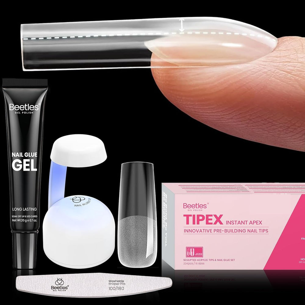 Beetles Tipex Extensions Ongles: kit 224 pièces pour prolongements précis et durables.
