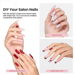 Beetles Tipex Prebuilt Etched Nail Tips in 16 sizes for precise, secure fitting.