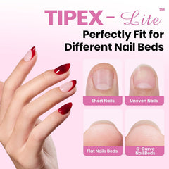Beetles Tipex Lite Apex: onglets amande courte prêts à être décorés sans étape préalable.