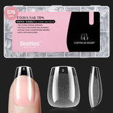 Beetles Gel Tips forme cercueil extra-short, 576 pièces pour un ajustement précis.