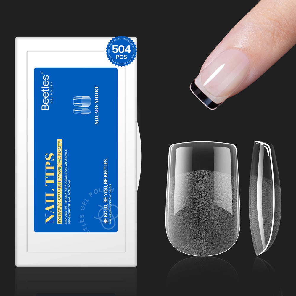 Beetles Gel Polish, tips XS carrés, prisma naturel et couverture complète pour une manucure