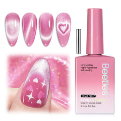 Beetles tourbillon-sucre rose œil-de-chat vernis pour une manucure glamour.