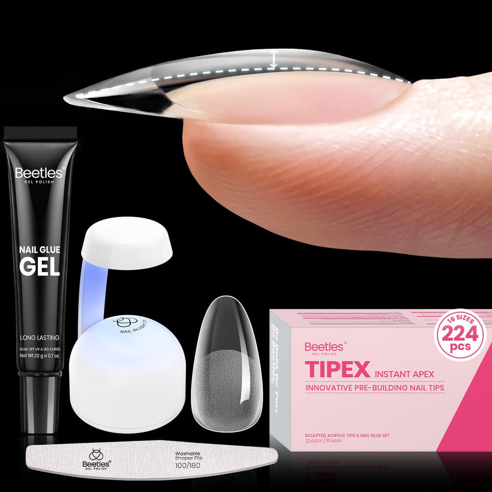 Beetles Tipex: tips préformes 224 pièces pour extensions solides et personnalisables.