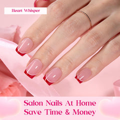 Beetles Heart Whisper : French Tip carré, style chic et moderne.