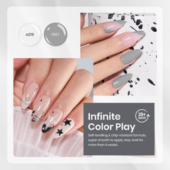 Beetles Vernis Gel blanc lacte sur ongles, finition lumineuse