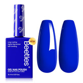 Beetles Vernis Gel Bleu, flacon bleu nuit, couleur précise et durable.