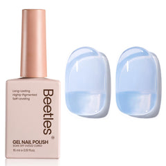 Beetles Gel Polish Blueberry Milk, bouteille bleue; vernis durable avec brillance longue durée.