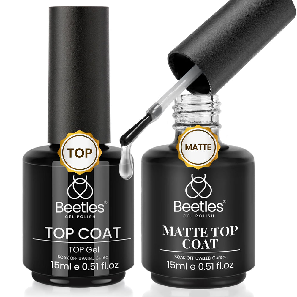 Beetles Gel Polish brillant sans essuyage pour une brillance durable sur les ongles.