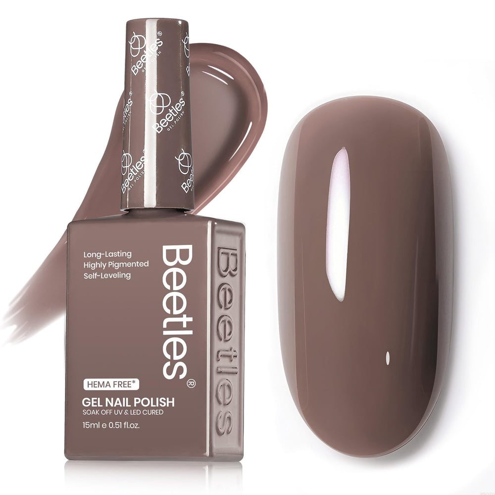 Beetles Vernis Gel brun chocolat – bouteille visible, teinte douce et polyvalente pour toute occasion.