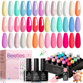 Beetles Gel Vernis ensemble 23 pièces, palette pastel et néon pour des ongles tendance.