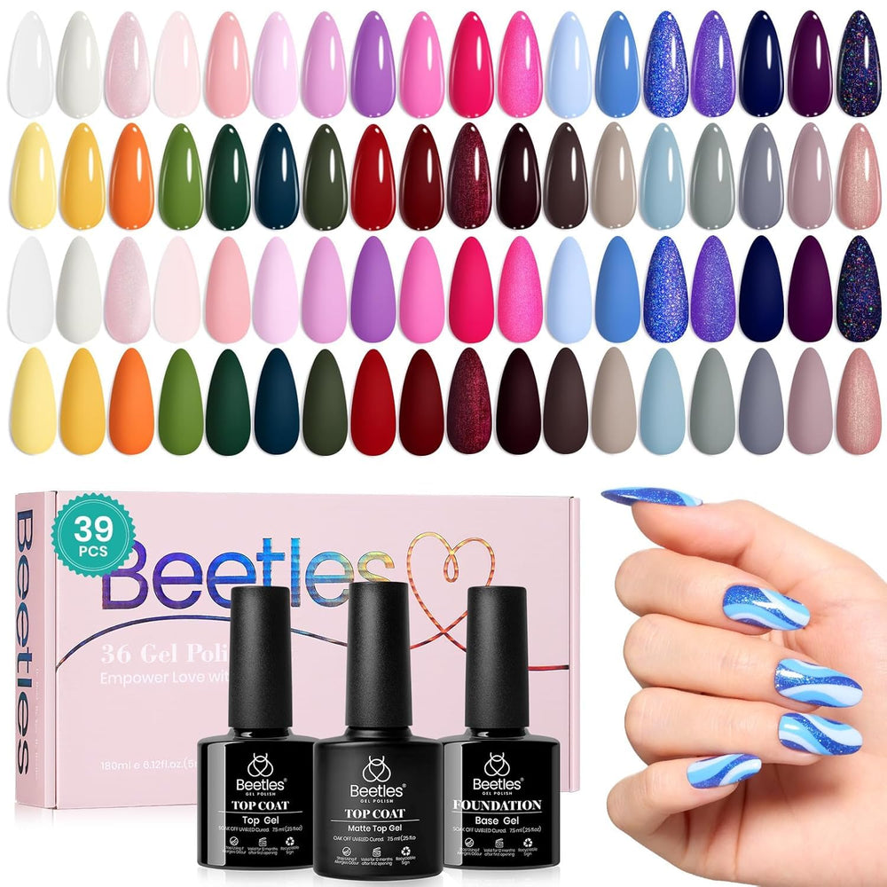 Beetles Gel Nail Polish: ensemble de 36 couleurs pour des looks saisonniers variés.