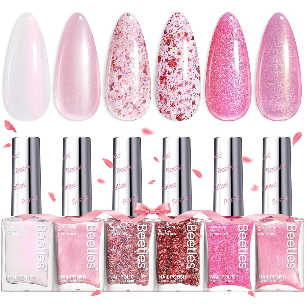 Beetles Vernis Gel ensemble six couleurs paillettes, idéal pour des looks variés.