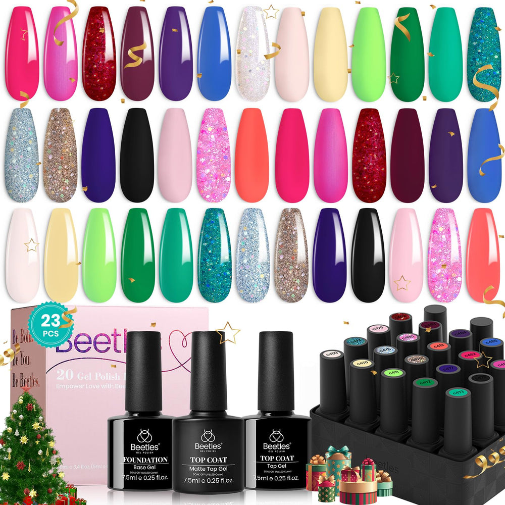 Beetles Gel Polish: kit vernis gel paillettes 23pcs pour ongles brillants et polyvalents