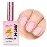 Beetles Vernis Gel Nude Rose: bouteille et couleur naturelle avec fini brillant.