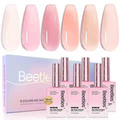 Beetles Vernis Gel Nude Rose – ensemble de 6 teintes, élégant et durable.