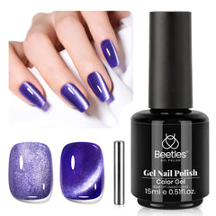 Beetles Gel Polish œil-de-chat violet avec aimant pour des effets personnalisés.
