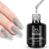 Beetles Gel Vernis paillettes réfléchissantes sur bouteille, éclat glamour argenté