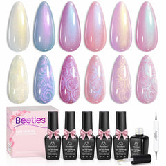 Beetles Pearl Gel offre un design sirène nacré pour une manucure glamour.
