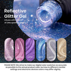 Beetles Gel réfléchissant: palette d’échantillons sur ongles.