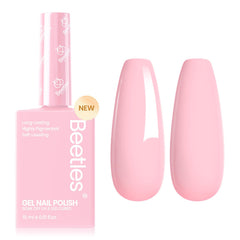 Vernis gel Beetles Rose Fairy Floss dans sa bouteille, teinte rose pastel facile à repérer.