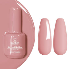 Vernis gel Beetles Rose Mauve Poudreux sur bouteille 15ml pour une manucure durable et brillante.