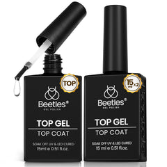 Beetles vernis-top-coat 2-pieces-15ml: bouteille claire et brillance durable.