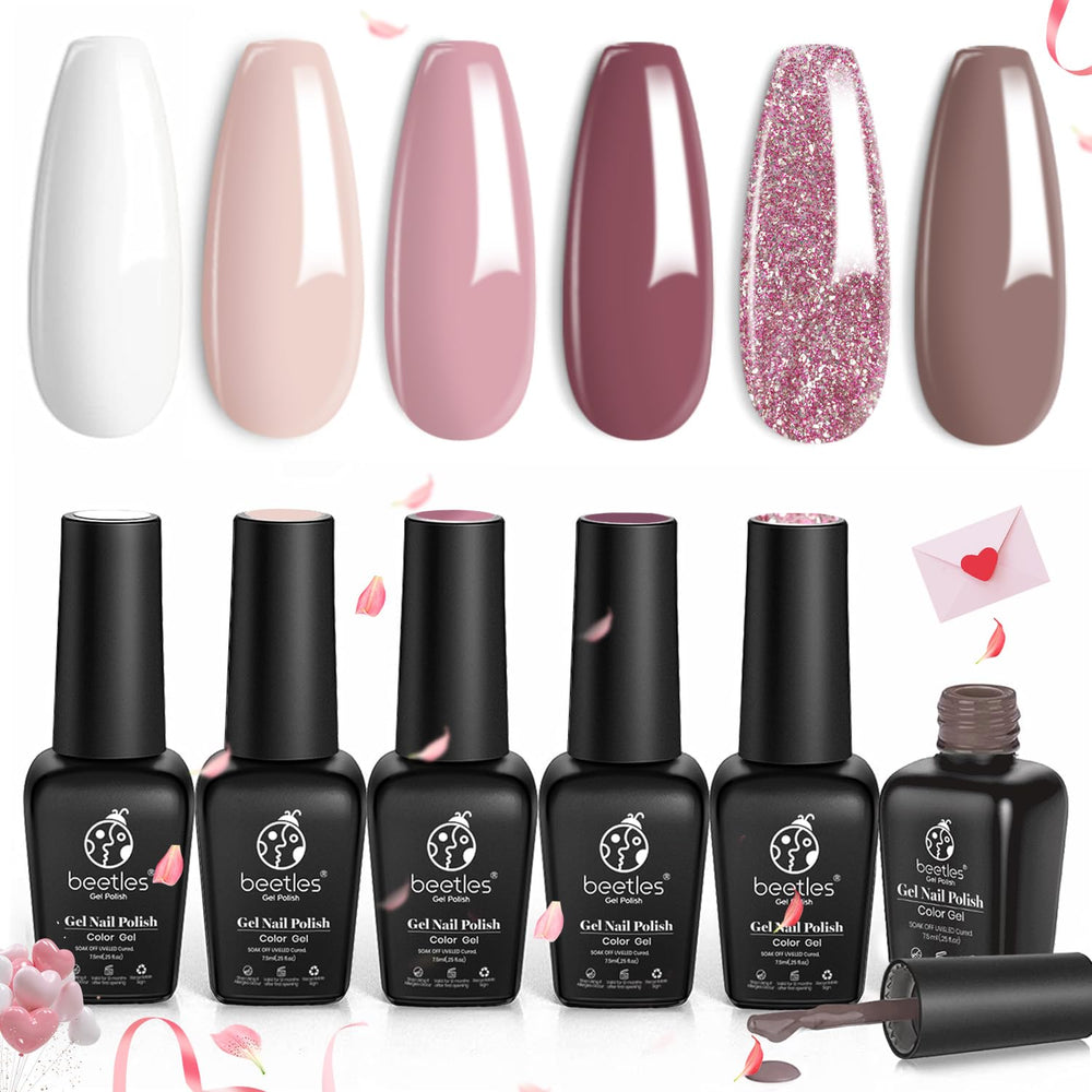 Beetles Wedding Gel Polish ensemble mariage: six couleurs nude rose mauve pour une manucure raffinée