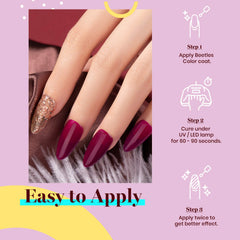 Be beetles Wine Red Gel pour une application à domicile soignée.