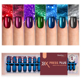 Beetles X Press Cat Eye Ongles rouges avec effet oeil de chat, parfaits pour manucure à domicile.