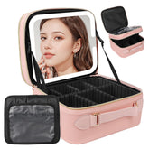 Behaesty trousse maquillage voyage avec miroir LED ouvert, pratique et lumineuse
