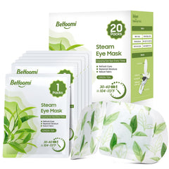 BeHoomi masque yeux chauffant vert dans l emballage prêt à tester pour le confort.