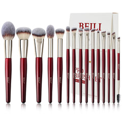 Ensemble BEILI pinceaux 15pcs sur etui, maquillage rapide et precis