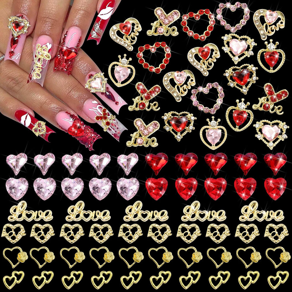 BELICEY charmes pour ongles coeurs or 3D, parfaits pour un art des ongles éblouissant.
