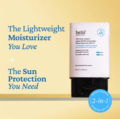 belif Aqua Bomb SPF45, application douce pour peau hydratée et protégée.