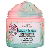 Bella & Bear Unicorn Dreams Body Butter jar shows rich hydration for dry skin.