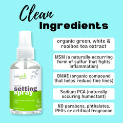 Organic green tea MSM formula in Bella Jade setting spray.